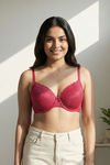 Zivame Lush Cherry Padded Wired 3/4th Coverage Lace Bra - Love Potion — thumbnail 4